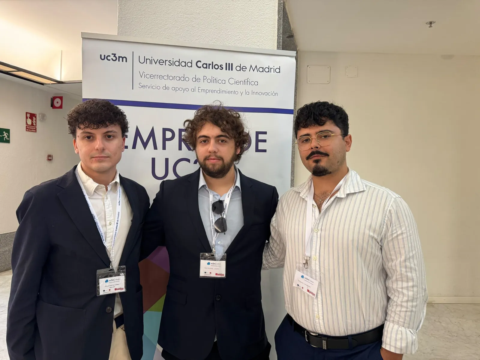 Javier Chaves, Alejandro Cano y Armando Navarro, cofundadores de SilvIA Earth, en el Foro de Inversión Deep Tech UC3M 2026