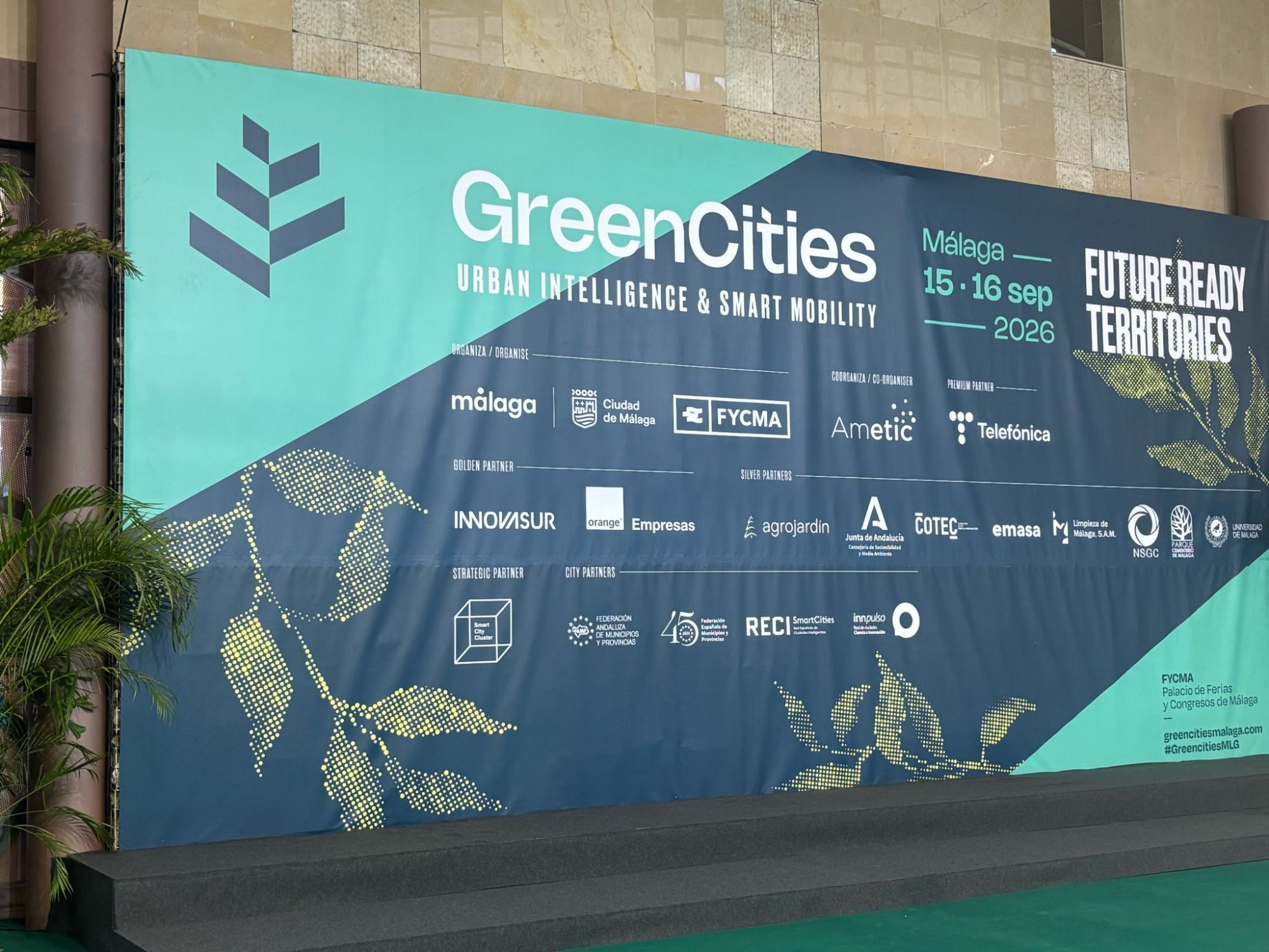 Photocall de Greencities 2026, Urban Intelligence & Smart Mobility, en FYCMA (Málaga), con los organizadores y partners del foro